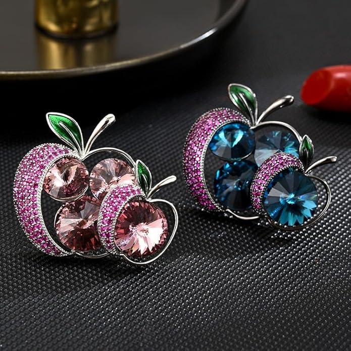 Fruit Brooch Austrian Crystal Rhinestone Brooch 18K Gold Plated Birthstone Lapel Pin Jewelry Birthday Gifts for Women Men