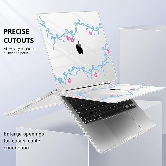 Case for MacBook Pro 13 inch with/Without Touch Bar (2016-2022, M2 A2338 M1 A2289 A2251 A2159 A1989 A1706 A1708), Hard Shell + Keyboard Cover + Dust Plug, Cherry Bow
