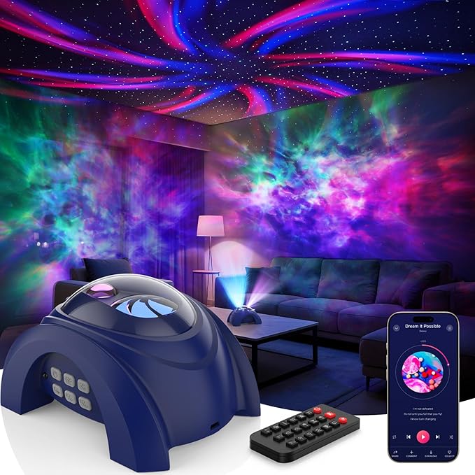 Rossetta Galaxy Projector, Star Projector for Bedroom with Bluetooth Speaker & White Noise, Remote, Timer, Night Light for Kids Room Decor, Party, Birthday & Christmas Gifts for Adults Teen Girls Boys