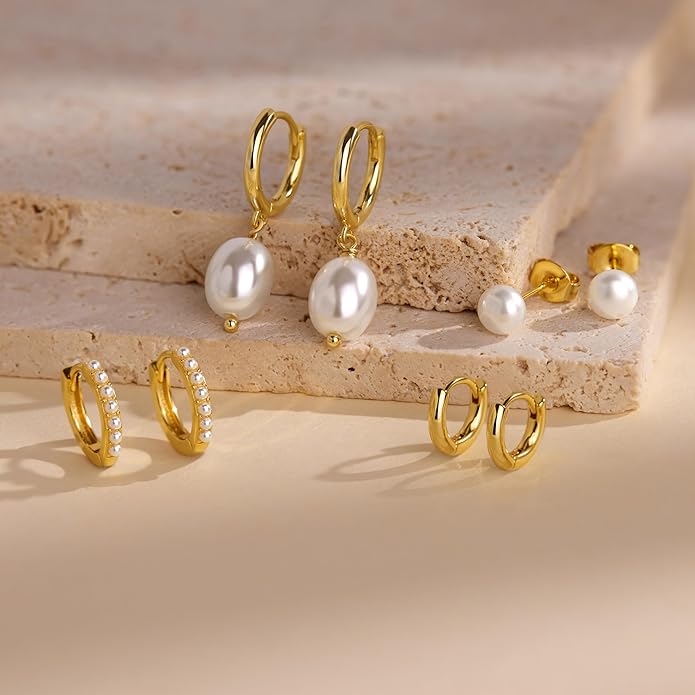 Small Gold Huggie Hoop Earrings Set for Women Men Hypoallergenic 14K Plated Stack Cartilage Earrings, Multiple Piercing Lightweight Mini Thin Cute Dainty Trendy Jewelry Set Christmas Gifts for Women