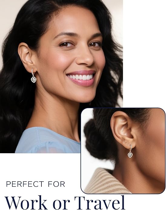 MomentWish Dangle Earrings for Women-925 Sterling Silver Moissanite Earring, Women's Gift for Valentine Birthday, D Color VVS1 Dancing Moissanite Hoops