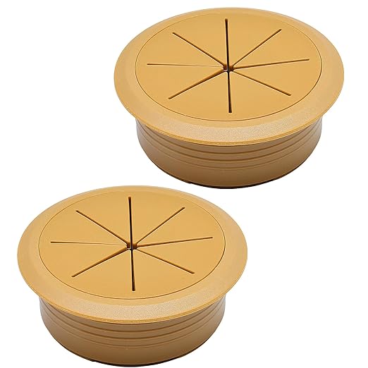 Desk Grommet 2" (50 mm), Desk Hole Cover for Cables Brown, Cable Grommet ABS Plastic, Desk Hole Grommet for Office and Home Table Cable, Detachable & Flexible Cable Cord Organizer-2 Pcs