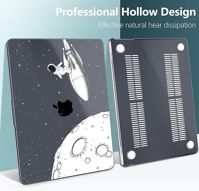 TWOLSKOO Compatible with M4 MacBook Air 15 inch Case 2025-2023 Released Model M4 A3241 M3 A3114 M2 A2941, Plastic Hard Shell & Screen Protector & Keyboard Cover & Type C Adapter, Flying Astronauts