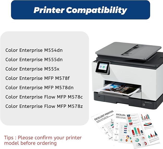 212A W2120A Black Toner Cartridge,Compatible Replacement for HP 212 A 212X W2120X, for Color Laserjet Enterprise M554 M555 Flow MFP M578 Printer, with Upgraded Chip,No Fading,No Streak