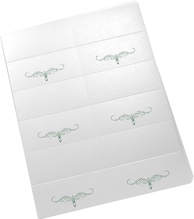 Decadent Flourish Printable Place Cards, Hunter Green (Choose Color), Set of 150 (25 Sheets), Laser & Inkjet Printers - Wedding, Party, Dinner, and Special Events
