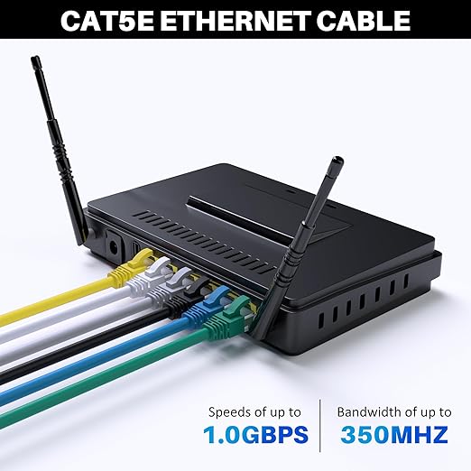 Cat5e Ethernet Cable 100 FT, Long Cat 5e Internet Cable, Grey Snagless Patch Cord, Flexible, Network, LAN, PoE, Standard RJ45 Connector for PC, Server, Router, Modem, TV, PS5 - with 15 Cable Ties