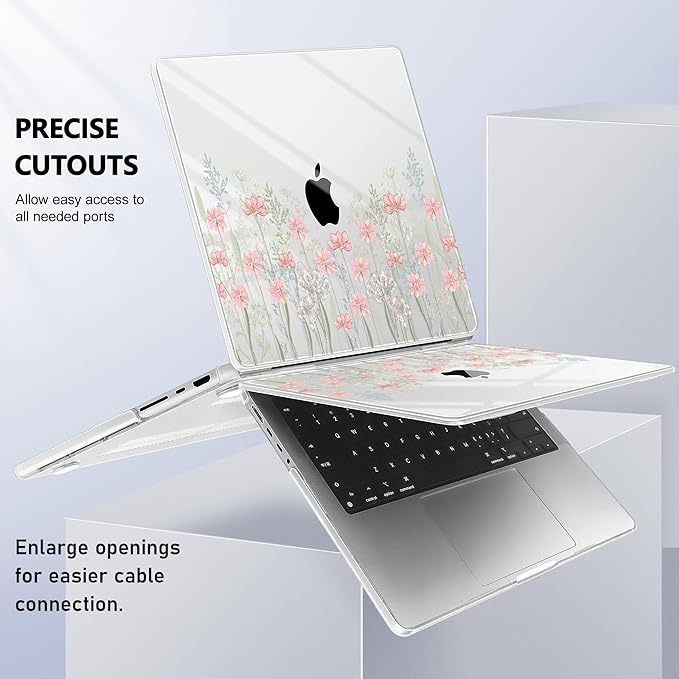 for MacBook Pro 16 inch Case 2021 2022 2023 2024 Release A3186 A3403 M4 A2991 M3 A2780 M2 A2485 M1 Pro/Max, Hard Shell Case with Screen Protector & Keyboard Cover, Floral C322