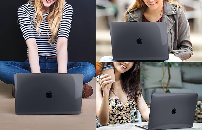 CISSOOK Hard Shell Case for MacBook Air 13.6inch A2681 M2 A3113 M3 Chip 2022-2024, Crystal Black, Includes Keyboard Cover, Screen Protector, Adapter & Camera Cover