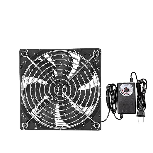12V 120mmx25mm 4.72inch Small Dual Ball Bearing Window Fan IP44 Moisture-Proof PC Case Fans with Adjustable Speed Controller 3V-12V 1000-3000RPM for Compact Spaces