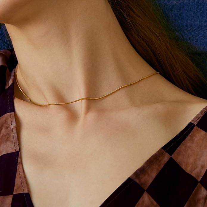 Fashion Necklace, White Gold and 18K Gold Plated Necklaces, Snake Chain, Rope Chain.Best Gift for Woman(16-18in)