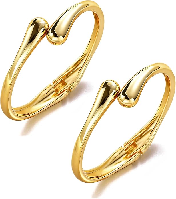 Gold Bangle Bracelets for Women Teens Trendy Chunky Adjustable Twist Cuff Bracelet Jewelry Gifts