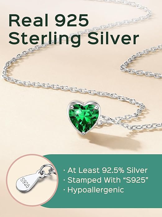 ChicSilver 925 Sterling Silver 12 Months Sparkling Round Cut Created Birthstone Pendant Necklace, 16 Inch Rolo Chain