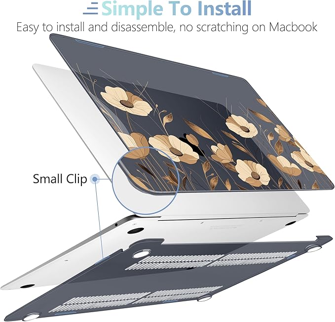 MEEgoodo for MacBook Air 13.3 inch Case 2021 2020 2019 2018 A2337 M1 A2179 A1932, Laptop Shell for MacBook Air M1 with Keyboard Webcam Cover & Trackpad Film & Type C Adapter,A Bouquet Flowers