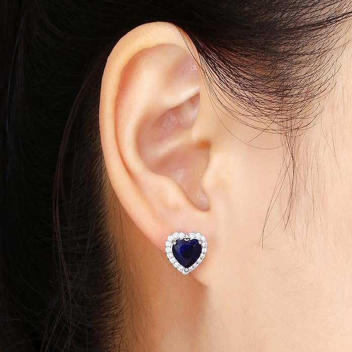 YOMELA Cubic Zirconia Earrings Studs, Halo CZ Birthstone Simulated Diamond Stud Earrings for Women