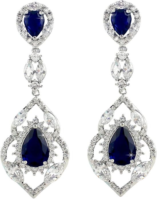 SELOVO Wedding Teardrop Dangle Earrings Silver Tone Vintage Chandelier Earrings Zircon
