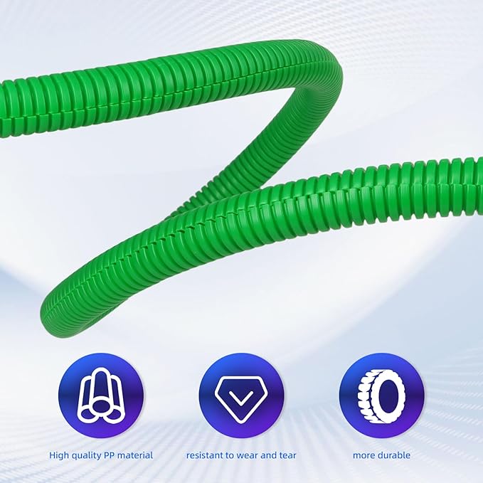 Split Wire Loom Tubing,10,25ft Cord Protectors from Pets No Chew, Flexible Wire Covers Cord Protectors, Protective Split Cable Sleeve for Automotive Home Industrial Wires(Green, 1.12inch-10ft)