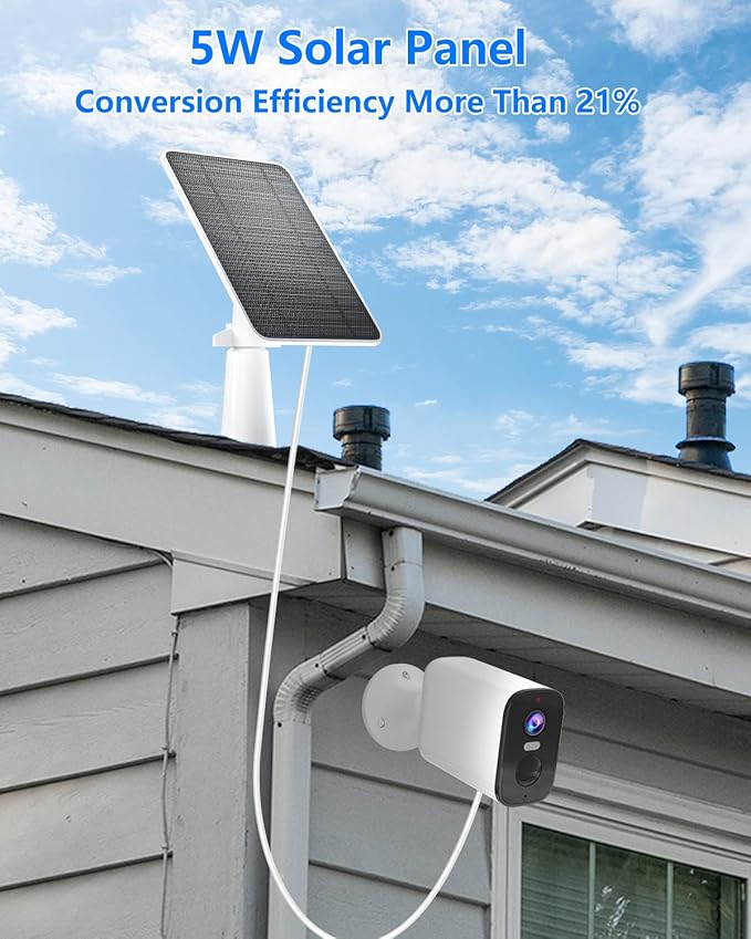 Solar Panel for Security Camera, 5W USB Solar Panel for DC 5V Security Camera, Micro USB & USB-C Port Solar Panel, IP65 Waterproof Solar Charger for Camera,360° Adjustable Mounting 13ft Cable, 4 Pack