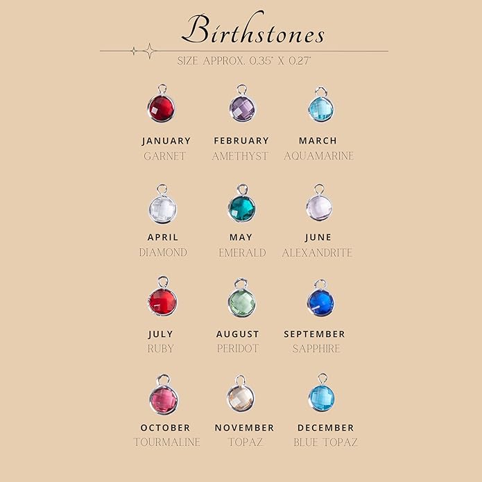 Birthstone Necklace for Mom Jewelry for Women Grandma Necklace Personalized Mothers Day gifs Necklace with 2 Children Kids Names -CIR-BSN