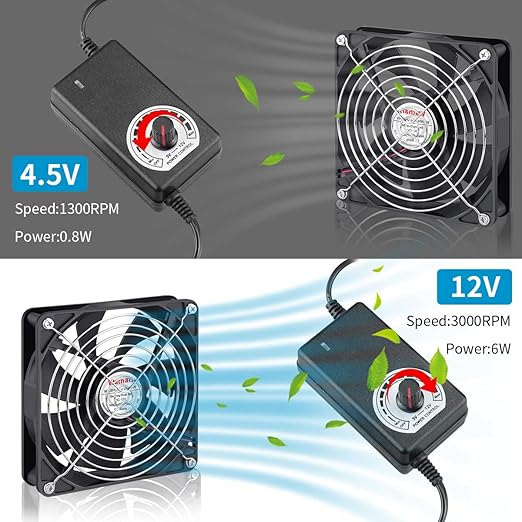 Wathai 140mm x 25mm Computer Fan with AC Plug 110V 120V 220V 240V Variable Speed Controller for DIY Biltong Box Reptile Aquarium Receiver DVR PlayStation Xbox Cabinet Ventilation Cooling