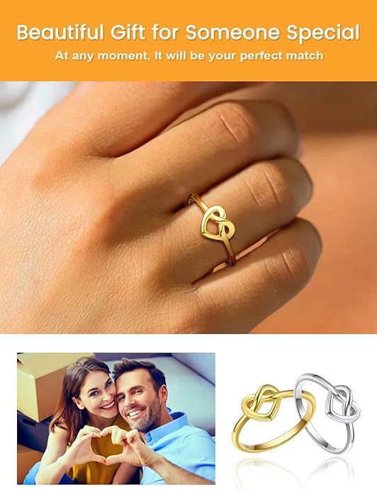 Bestyle 925 Sterling Silver Ring for Women, Minimalist Claddagh Ring Celtic Knot Ring for Women, Irish Promise Wedding Band, Gold/Rose Gold Vermeil Women Band Ring, Stackable, Gift for Her