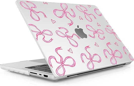 for MacBook Pro 16 inch Case 2021 2022 2023 2024 Release A3186 A3403 M4 A2991 M3 A2780 M2 A2485 M1 Pro/Max, Hard Shell Case with Screen Protector & Keyboard Cover, Pink Bows Heart