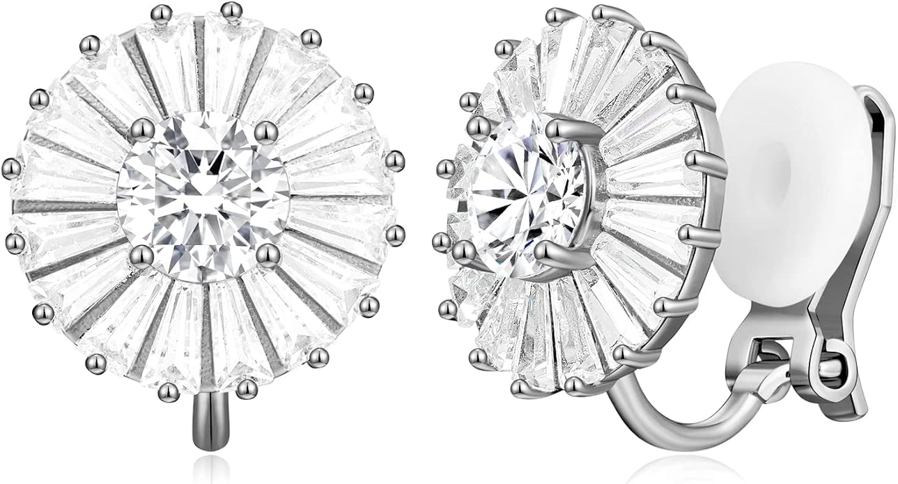 Clip on Earrings Women, 14K Gold Hoop Clip-On Earrings for Women, Hypoallergenic Non Pierced Croissant Earrings