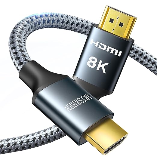 ARISKEEN 8K HDMI Cable 7 FT, 48Gbps High Speed HDMI 2.1 Cable, 8K 60Hz, 4K 120Hz 144Hz Braided HDMI Cord - 7 Feet