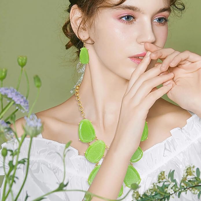 Firstmeet Chunky Bubble Statement Collar Necklace with Earrings for Women