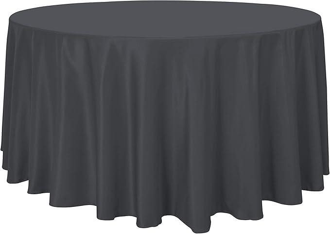 sancua Round Tablecloth - 108 Inch - Water Resistant Spill Proof Washable Polyester Table Cloth Decorative Fabric Table Cover for Dining Tables, Buffet Parties and Camping, Grey