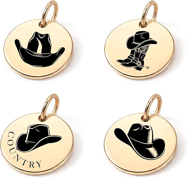 SM Design Western Charm Set of 4 – Stainless Steel Western Charms for Bracelets & Necklaces – Cowgirl, Ranch & Country Style Jewelry Charms – Western Gift for Women & Moms