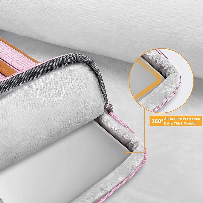 MOSISO 360 Protective Laptop Shoulder Bag,15-15.6 inch Computer Bags Compatible with MacBook Pro 16 inch, HP, Dell, Lenovo, Asus Notebook,Side Open Messenger Bag with 4 Zipper Pockets, Pink