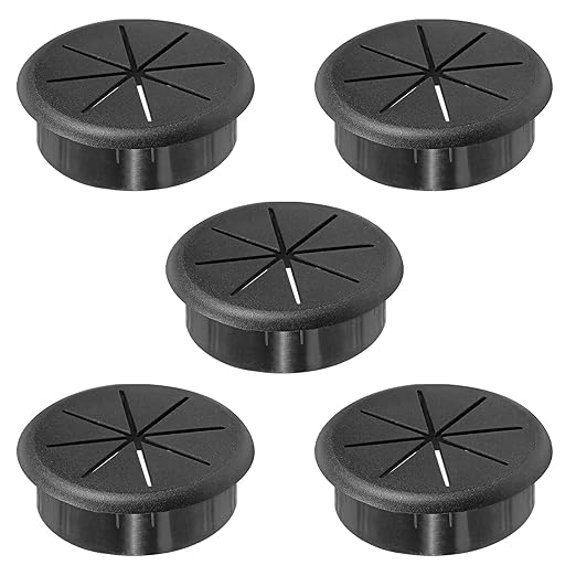 2-3/8" Black Desk Grommet, JTemgle Flexible Cable Grommet Rubber Cable Hole Cover Wire Organizer Caps Desktop Cord Management for Home Office TV Stands Tabletops, 5 Pieces