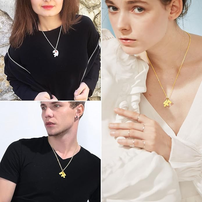 FindChic Personalized Matching BFF Necklace for 2/3/4/5/6 Puzzle Name Heart Pendant Stainless Steel Couple Necklace Set Customized Necklaces for Teen Girls