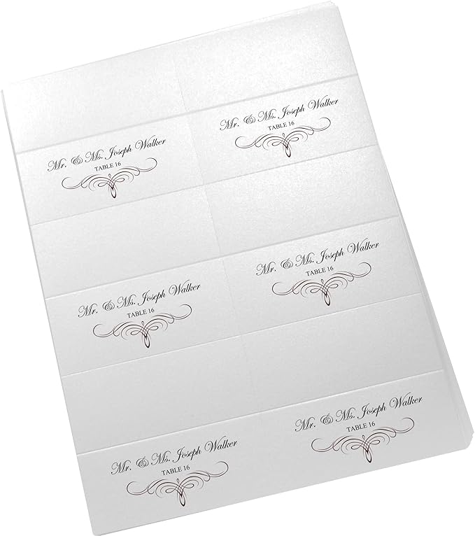 Decadent Flourish Printable Place Cards, Chocolate (Choose Color), Set of 150 (25 Sheets), Laser & Inkjet Printers - Wedding, Party, Dinner, and Special Events - Made in the USA
