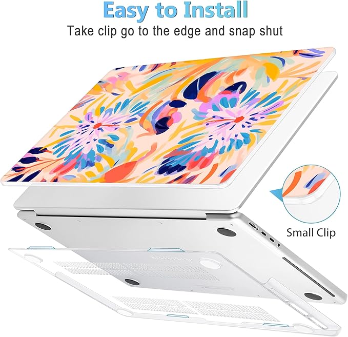 Mektron Case for MacBook Pro 16" M4 A3403 A3186 M3 A2991 M2 A2780 M1 A2485 (2021/2023/2024) Pro/Max with Touch ID, Hard Shell Plastic Laptop Cover Keyboard Cover Screen Protector, Abstract Botanical