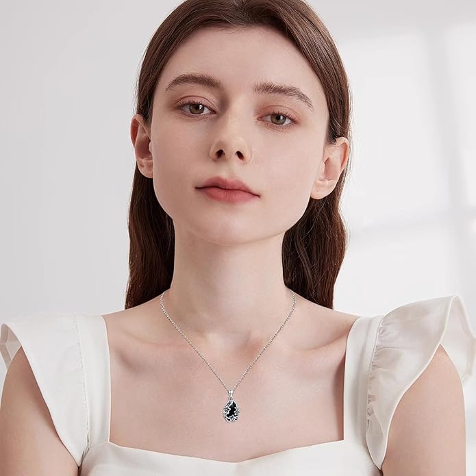 JUSTKIDSTOY Moonstone Necklace 925 Sterling Silver Teardrop Pendant Necklace Jewelry Gifts for Women Girls