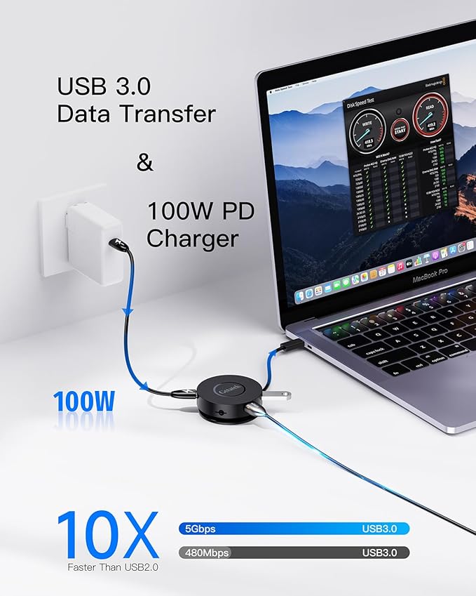 USB C Hub, 7 Ports Type C Multiport Adapter with Dual 4K HDMI, 100W PD Charging, 2* USB 3.0 5Gbps Port,Gigabit Ethernet, TF Card Reader, for MacBook Air, MacBook Pro (USB C Dock Dual HDMI)