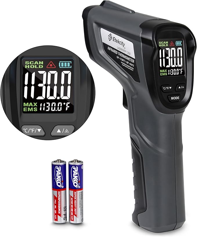 Etekcity Temperature Gun Infrared Thermometer -58°F 1130°F, Digital Laser Heat Gun for Pizza Ovens, Griddles, Meat, Refrigerators, Engines, HVAC, Kitchen & Pool Accessories