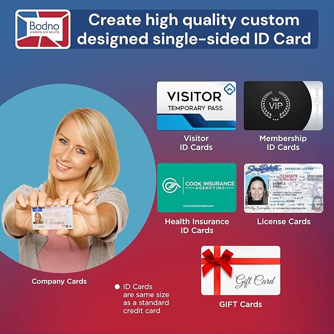 Bodno Matica MC320 Direct-to-Card Single Sided ID Card Printer & Complete Supplies Package Bronze Edition ID Software