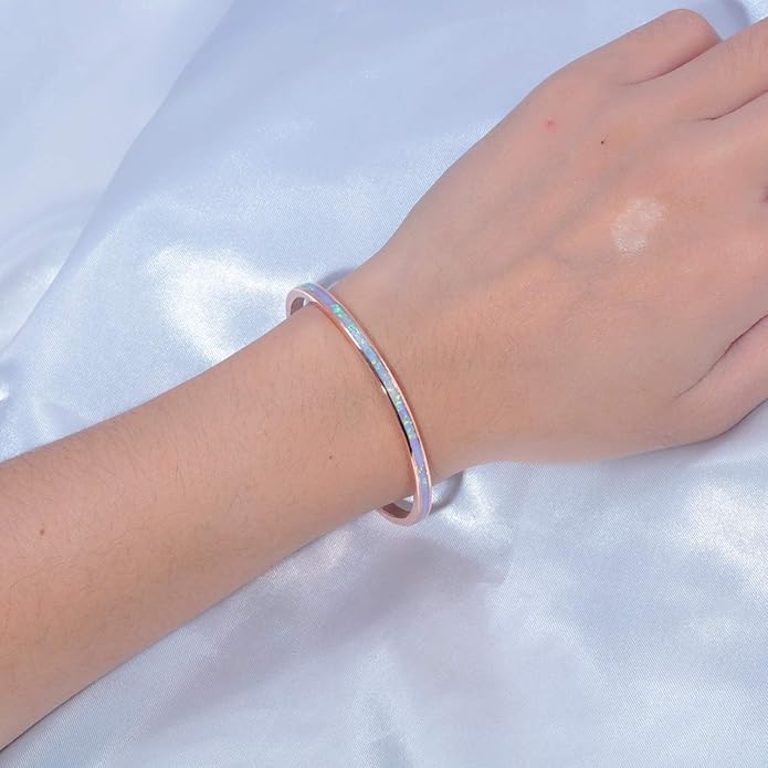 CiNily Womens Cuff Bracelet,Opal Bangle Bracelets Gold Plated Hypoallergenic Ladies Gemstone Open Cuff Bangle Bracelet