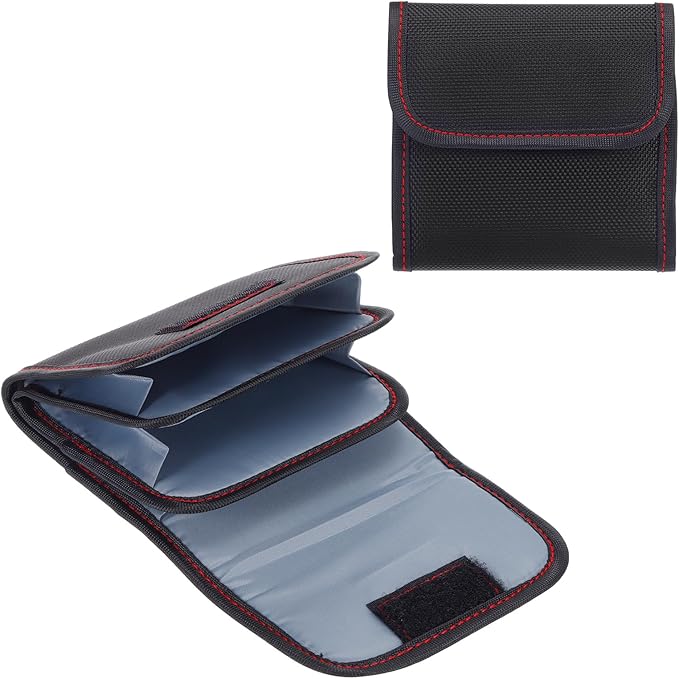 PATIKIL Lens Filter Case, 3-Pocket Camera Filter Case Portable Lens Filter Pouch Photography with Belt Loop Fit Camera Bag Strap Pocket Drone for 25mm-82mm, Black Red