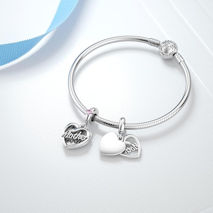 DALARAN Sister Mother Daughter Wife Charms for Bracelet Forever Always Love Charm for Birthday Christmas Sterling Silver Dangle Charm