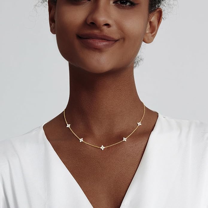 Tennis Necklace Bracelet for Women, Dainty Sterling Sliver Choker Necklace Crystal Link Bracelet Stud Earrings for Women Wedding Jewelry for Bride Jewelry Set Accessories