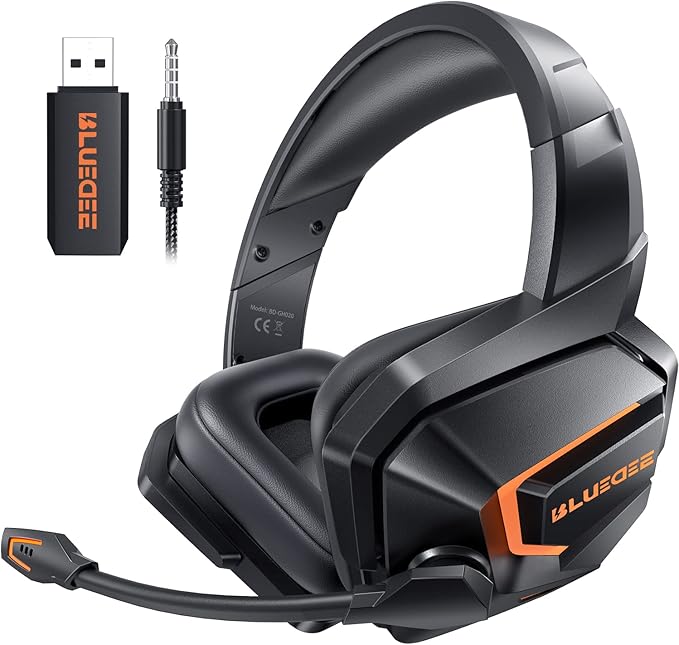 Wireless Gaming Headsets with Mic for PC PS4 PS5 PlayStation 4 5, Bluetooth USB Gamer Headphones with Noise Cancelling Microphone for Computer Laptop PC Mac