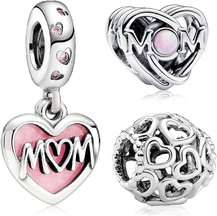 Family Mom Heart Charms 925 Sterling Silver Bead for Bracelets and Necklaces For Women Jewelry Present