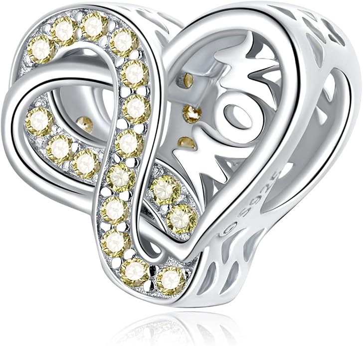 VOROCO 925 Sterling Silver mom Charm for Bracelets Necklaces pendant Charms,Infinity Love Heart Charms for Mother Birthday Christmas day Jewelry Gifts
