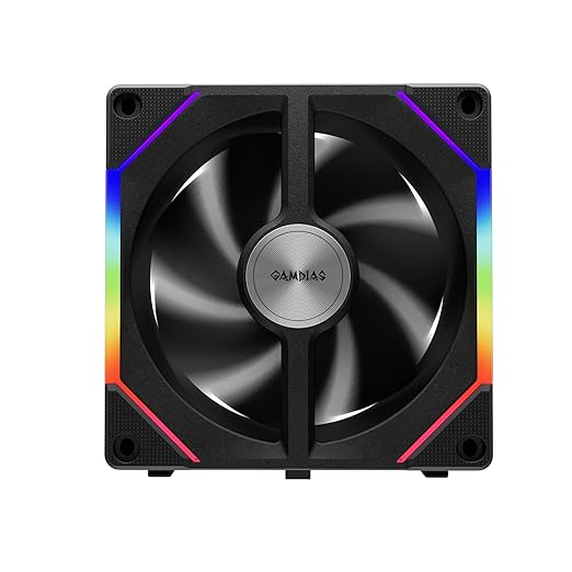 GAMDIAS 120mm ARGB PWM Case Fan, 2 Blades in 1 Fan Pack (Standard & Reverse Blades), Sync with RGB Motherboards, Easy Installation & Cable Management w/Cabless Daisy Chain Design