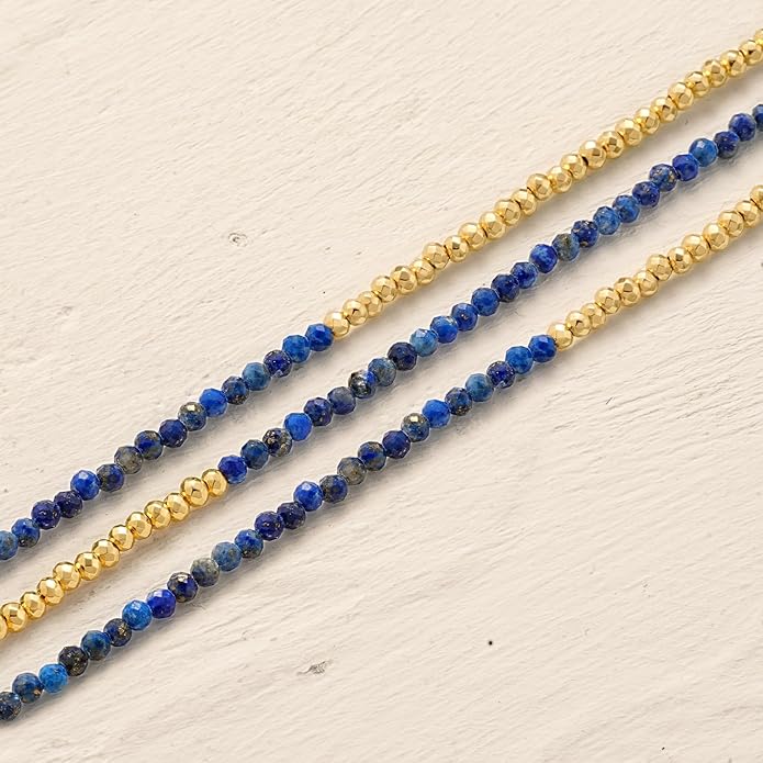 MYEARS Women Beaded Bracelet Gold Double Layer Gemstone 14K Simple Dainty Handmade Chain Everyday Boho Beach Jewelry