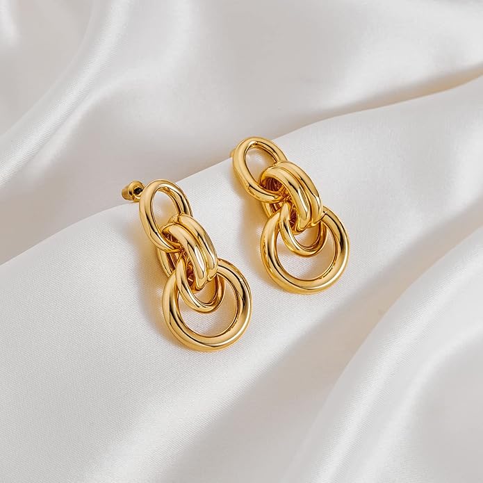 Gold Geometric Drop Dangle Earrings for Women Long Link Dangle Earrings Jewelry Gift