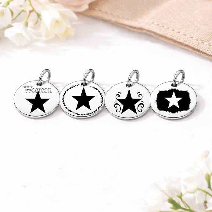 SM Design Western Charm Set of 4 – Stainless Steel Western Charms for Bracelets & Necklaces – Cowgirl, Ranch & Country Style Jewelry Charms – Western Gift for Women & Moms